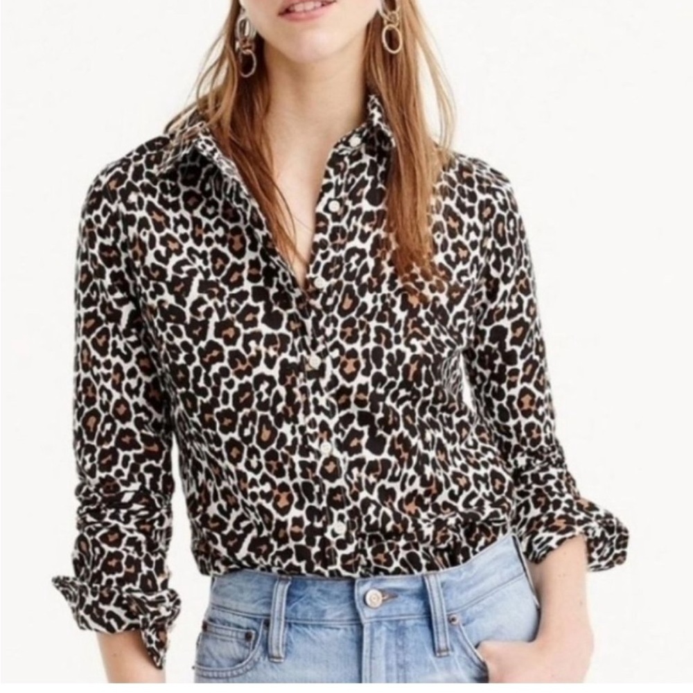 Perfect JCREW Léopard linen shirt Sz XS / linen blend
